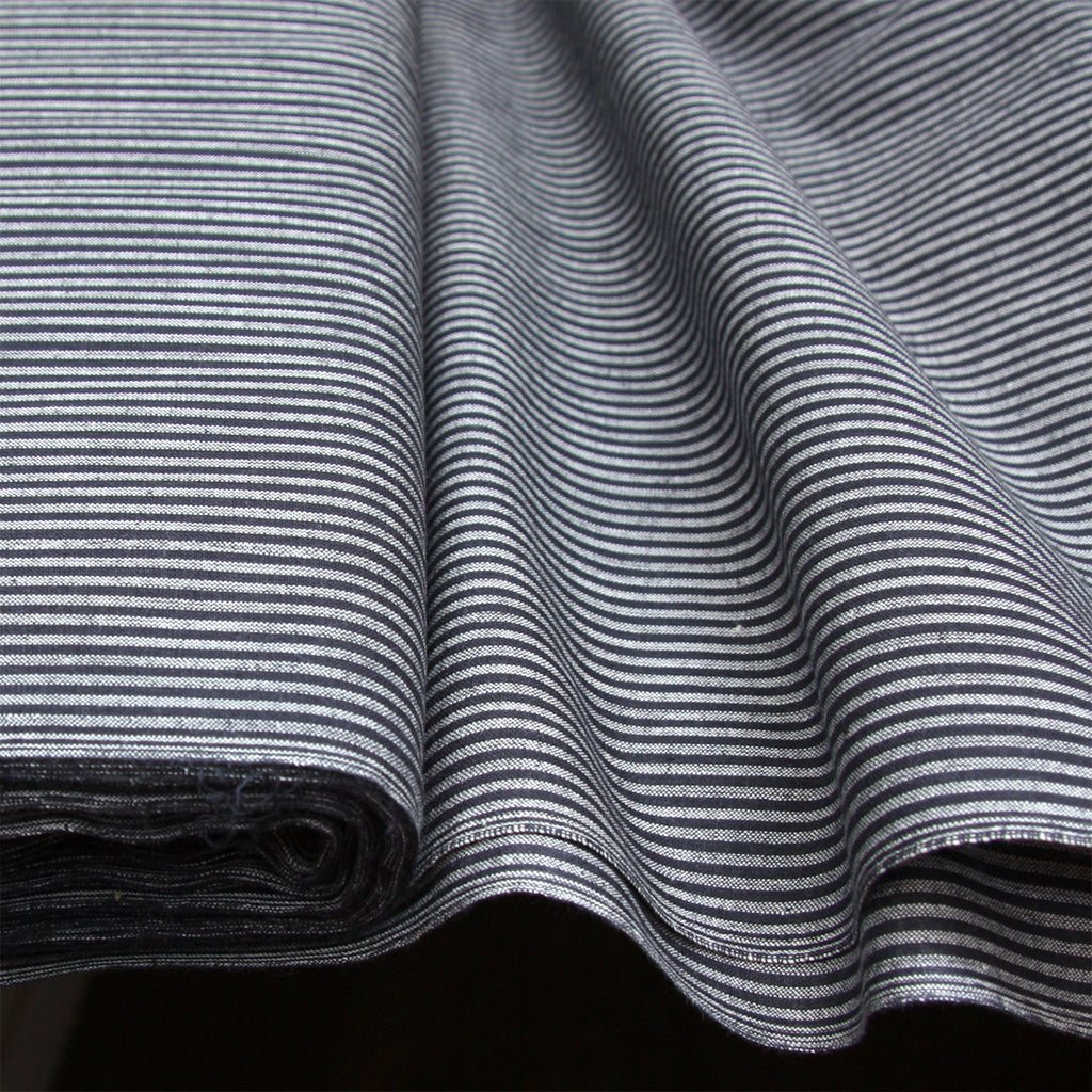 Thin Striped Fabric in Silver Grey and Charcoal