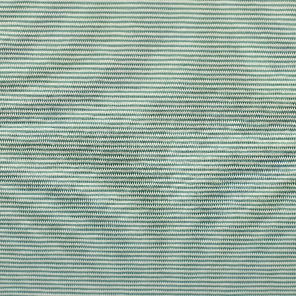 Needle Stripe Cotton Jersey - Emerald / Ecru