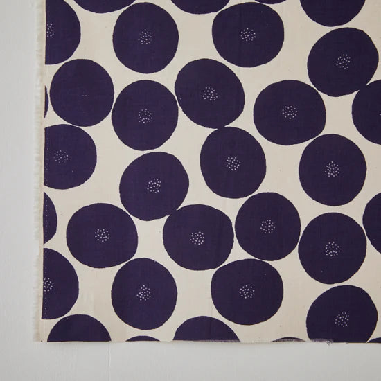 Japanese cotton print - Lightweight Canvas by Muddy Works - Ivory and Grape