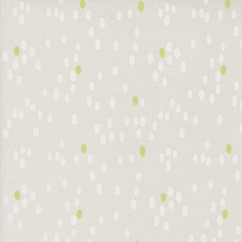 Printed Cotton Poplin - Olive You - Drops - Fog