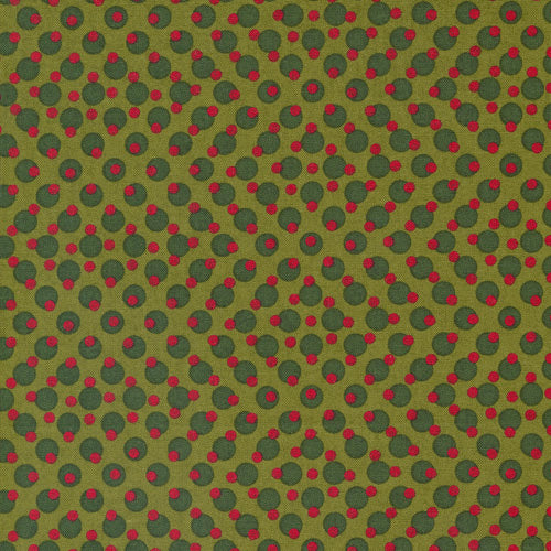 Printed Cotton Poplin - Pine Valley - Baubles - Green/Red