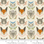 Printed Cotton Poplin - Gingiber - Woodland Wonder - Animal Heads - Cloud