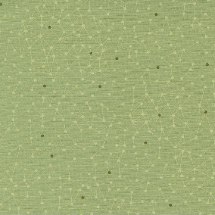 Printed Cotton Poplin - Olive You - Constellations - Sage