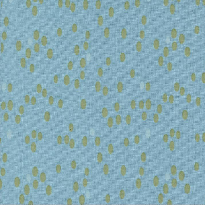 Printed Cotton Poplin - Olive You - Drops - Glacier