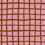 THE EDIT Cotton Lawn - Grid - Brown on Pink