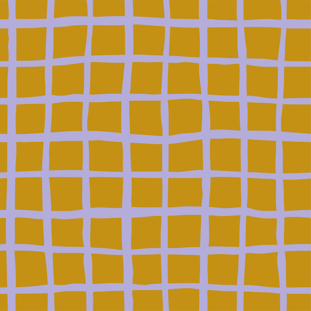 THE EDIT Cotton Lawn - Grid - Lilac on Mustard