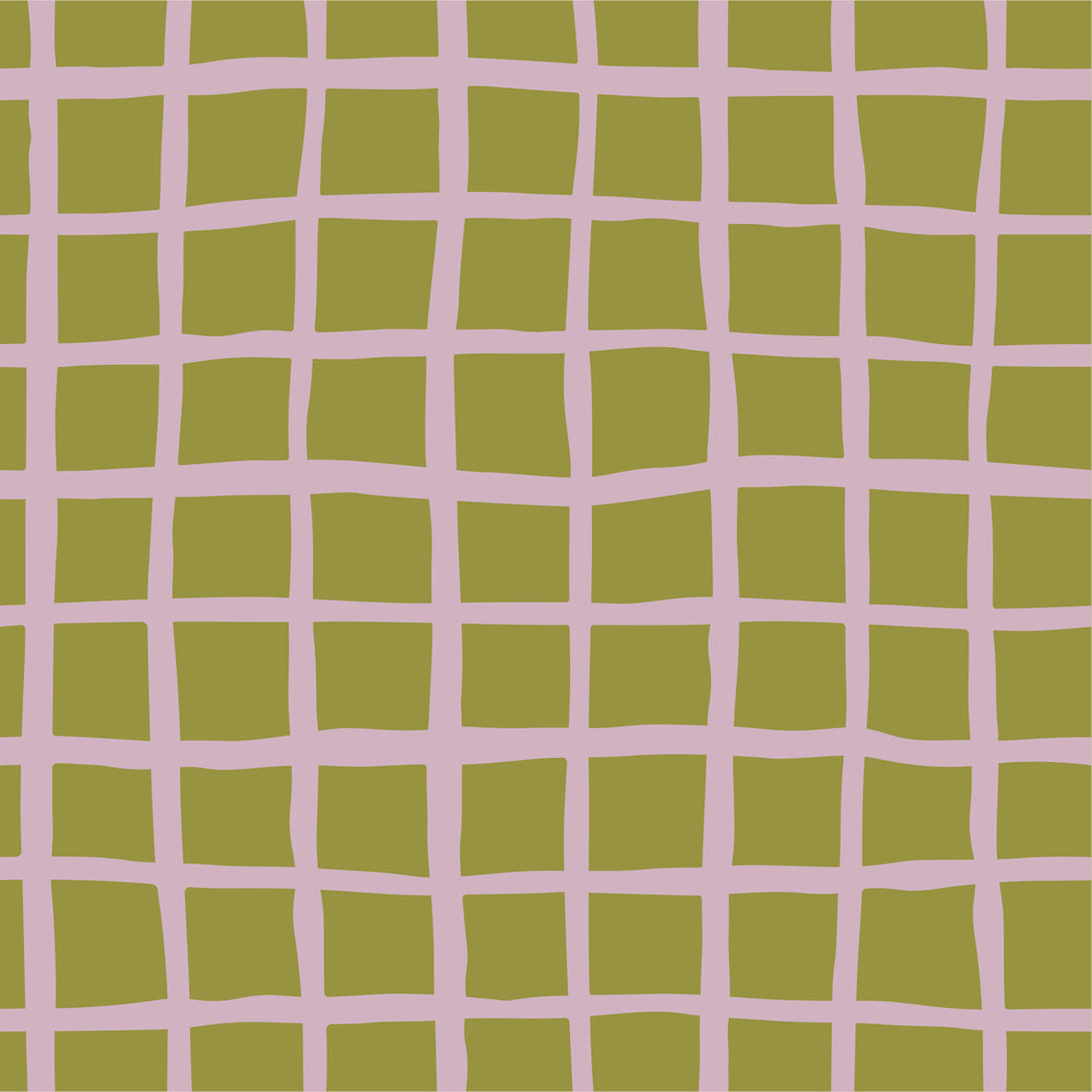 THE EDIT Cotton Lawn - Grid - Lilac on Olive