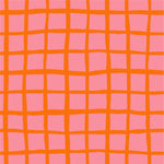 THE EDIT Cotton Lawn - Grid - Orange on Coral