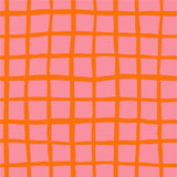 THE EDIT Cotton Lawn - Grid - Orange on Coral