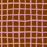 THE EDIT Cotton Lawn - Grid - Pink on Brown