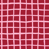 THE EDIT Cotton Lawn - Grid - Pink on Red