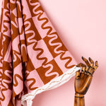 THE EDIT - Printed Cotton Lawn - Wave - Pink on Brown