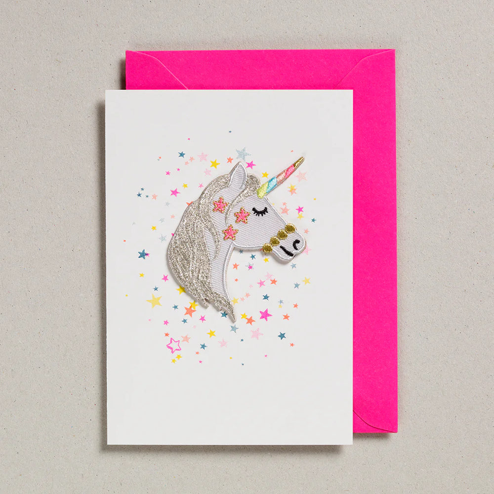 Iron-On Patch Greetings Card - Unicorn Head