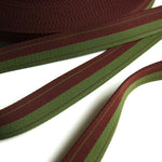 Stripe Strap Webbing 34mm - Green/Burgundy