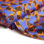 Italian Cotton Poplin Floral Print - Royal/Amber