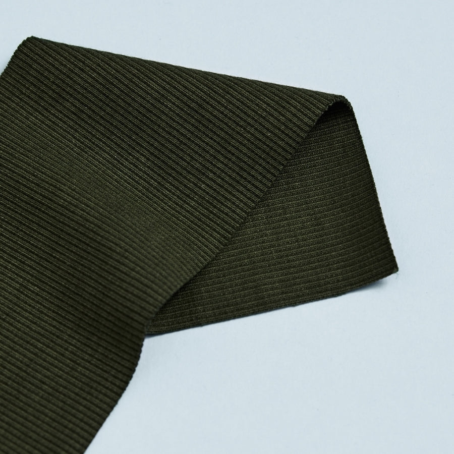 Organic Cotton Ribbing - Green Khaki