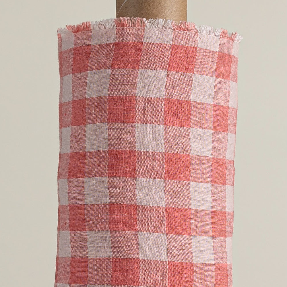 European Linen Gingham - Bubblegum