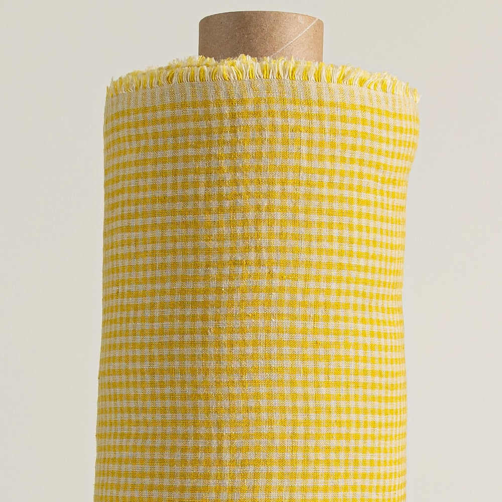 European Linen Mini-Gingham - Lemon Sherbert