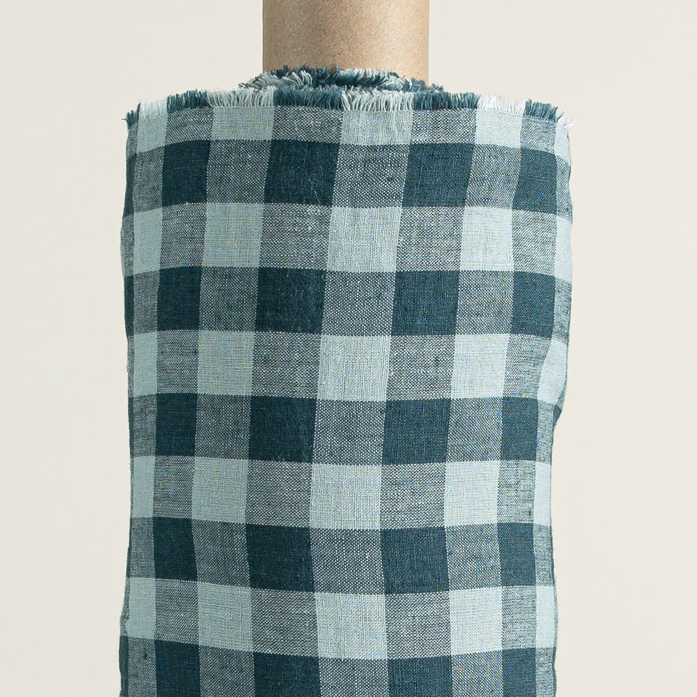 European Linen Gingham - Teal