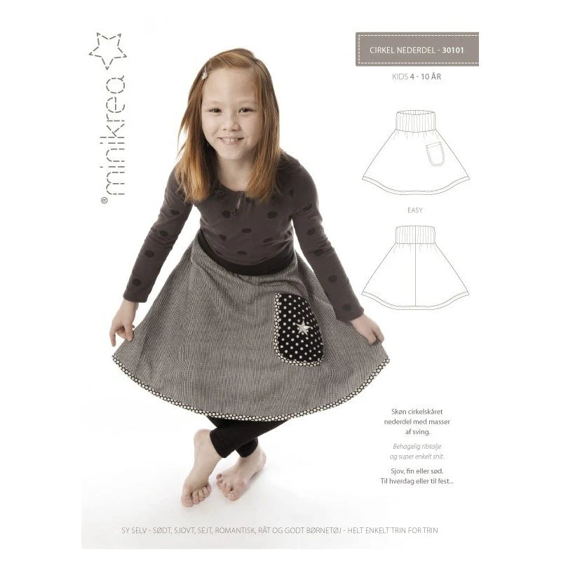 Minikrea 30101 - Kids 'Cirkelnederdel' Circle Skirt 4 - 10 Yrs