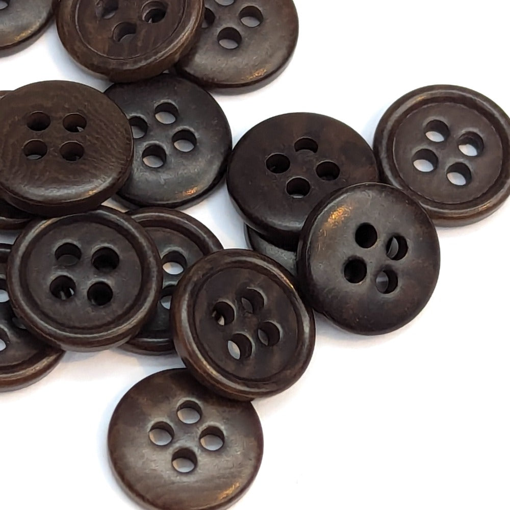 Corozo Button - Dark Brown - 11.4mm