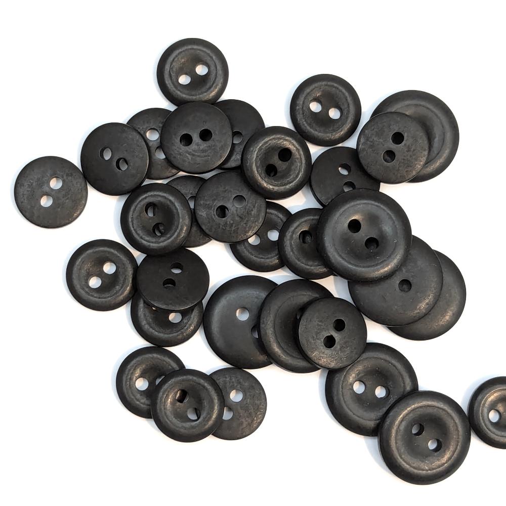 Corozo Button - Two Hole - Black