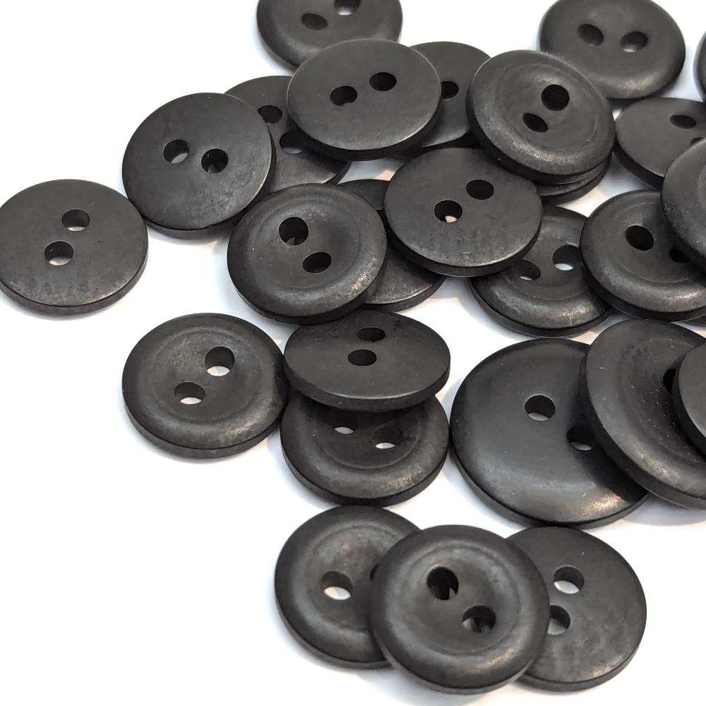 Corozo Button - Two Hole - Black