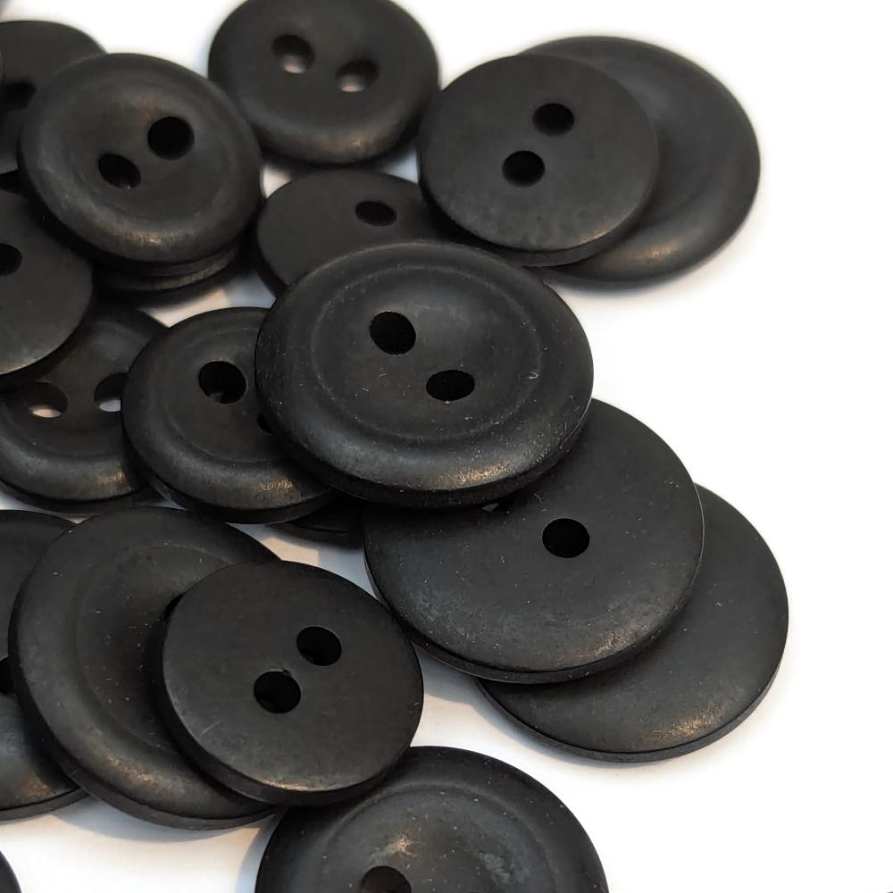 Corozo Button - Two Hole - Black