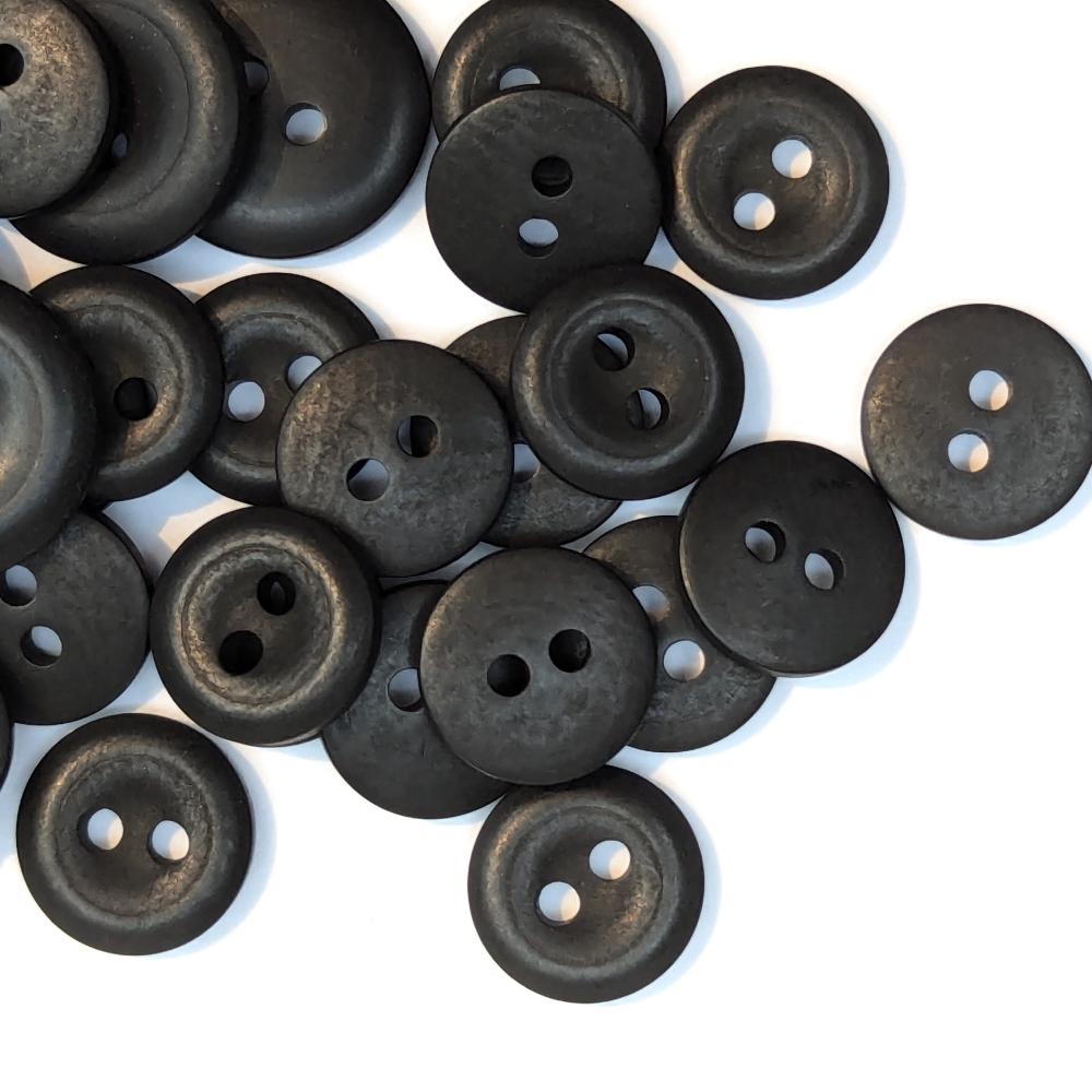 Corozo Button - Two Hole - Black