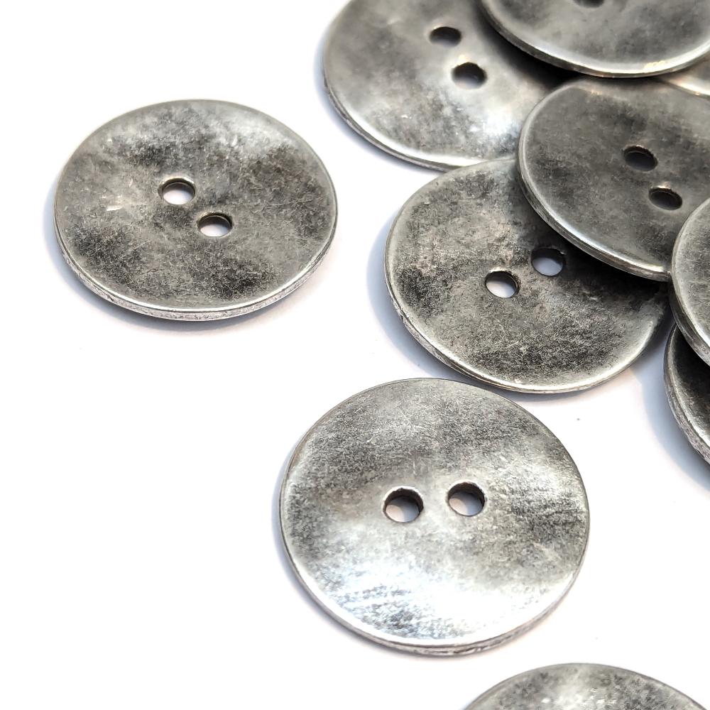 Metal Button - Old Silver - 20mm