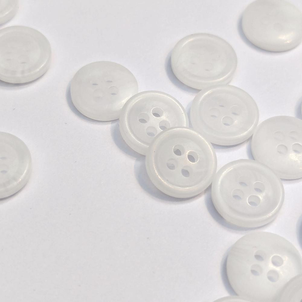 Polyester Shirt Button - White - 11.4mm