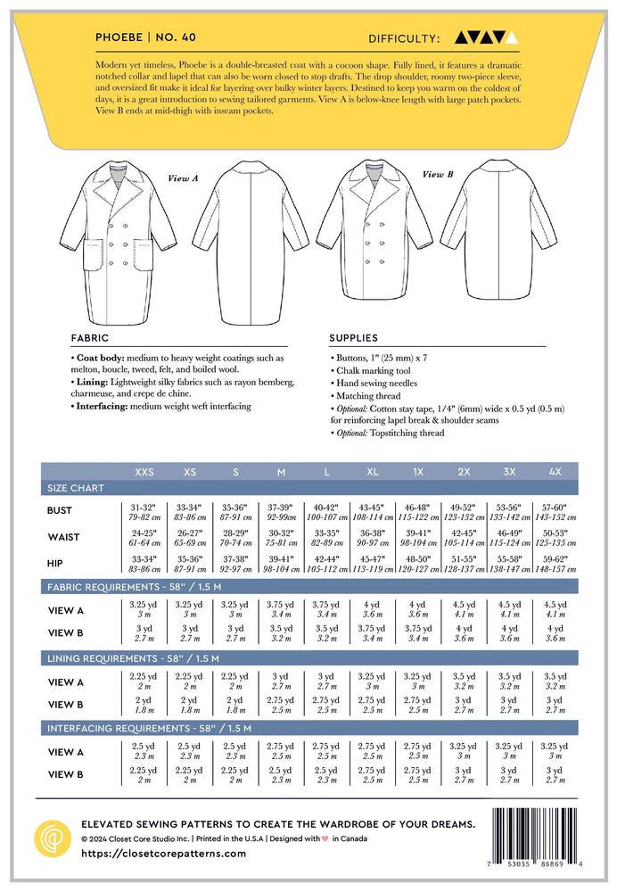 Closet Core Patterns - Phoebe Coat