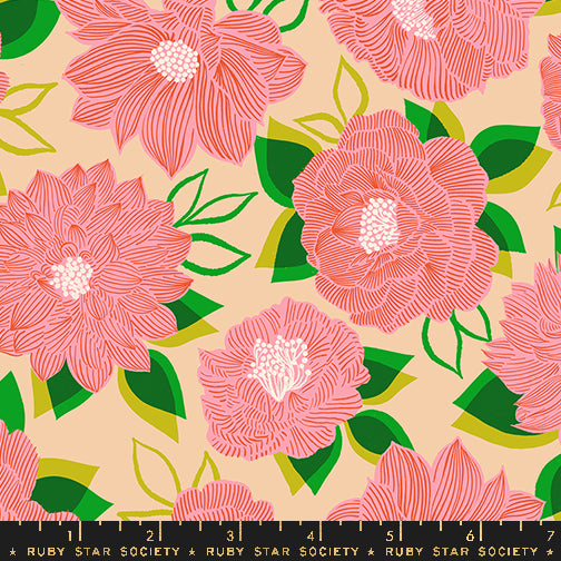 Cotton Poplin Print - Favourite Flowers by Ruby Star - Blooming - Sorbet