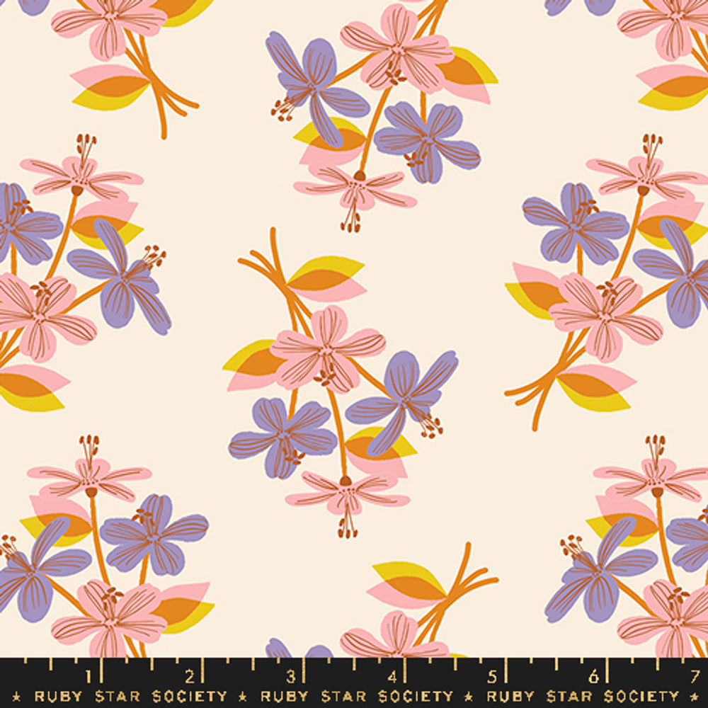 Cotton Poplin Print - Favourite Flowers by Ruby Star - Nosegay - Natural