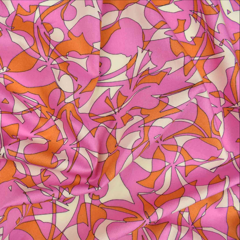 Luxury Printed Cotton Lawn - Simba - Pink & Orange