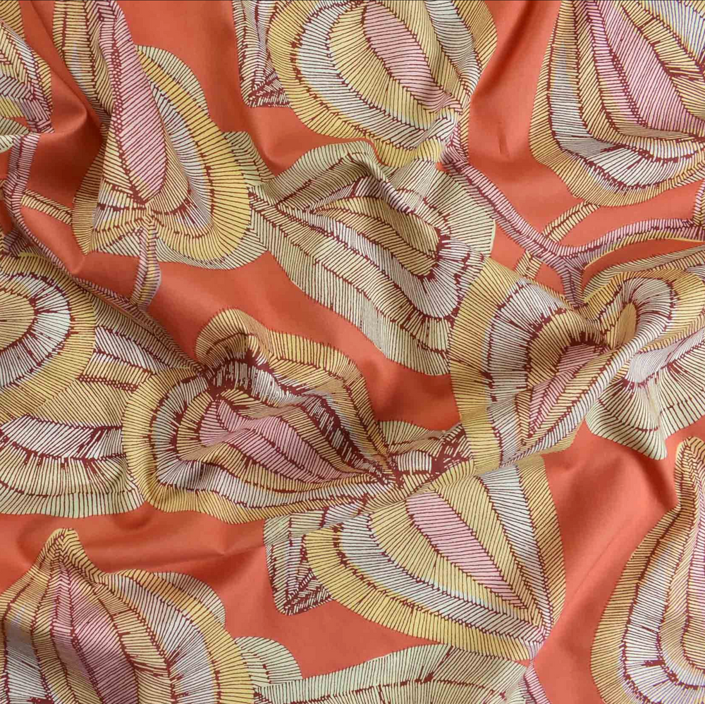 Luxury Printed Cotton Lawn - Spades - Orange