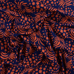 Luxury Printed Cotton Lawn - Firewheel - Navy and Orange