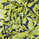 Luxury Printed Cotton Lawn - Simba - Navy & Lime