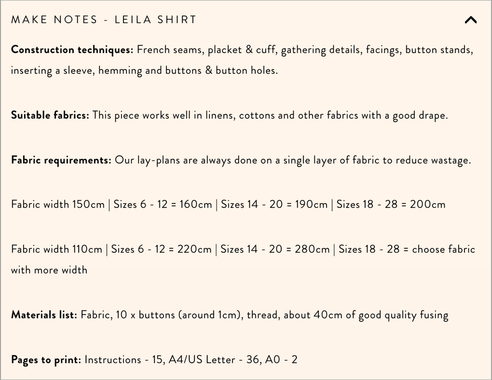 Modern Sewing Company - Leila Shirt - PDF Pattern