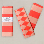 Luxury Tissue Paper - Diamond/Stripe - Fluoro Orange & Peach