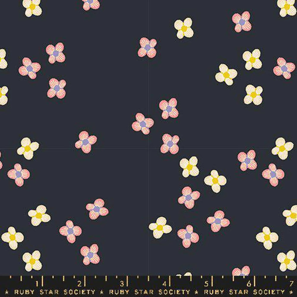 Cotton Poplin Print - Favourite Flowers by Ruby Star - Blossom - Soft Black