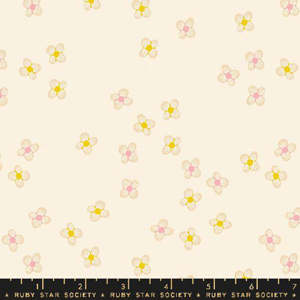 Cotton Poplin Print - Favourite Flowers by Ruby Star - Blossom -Natural