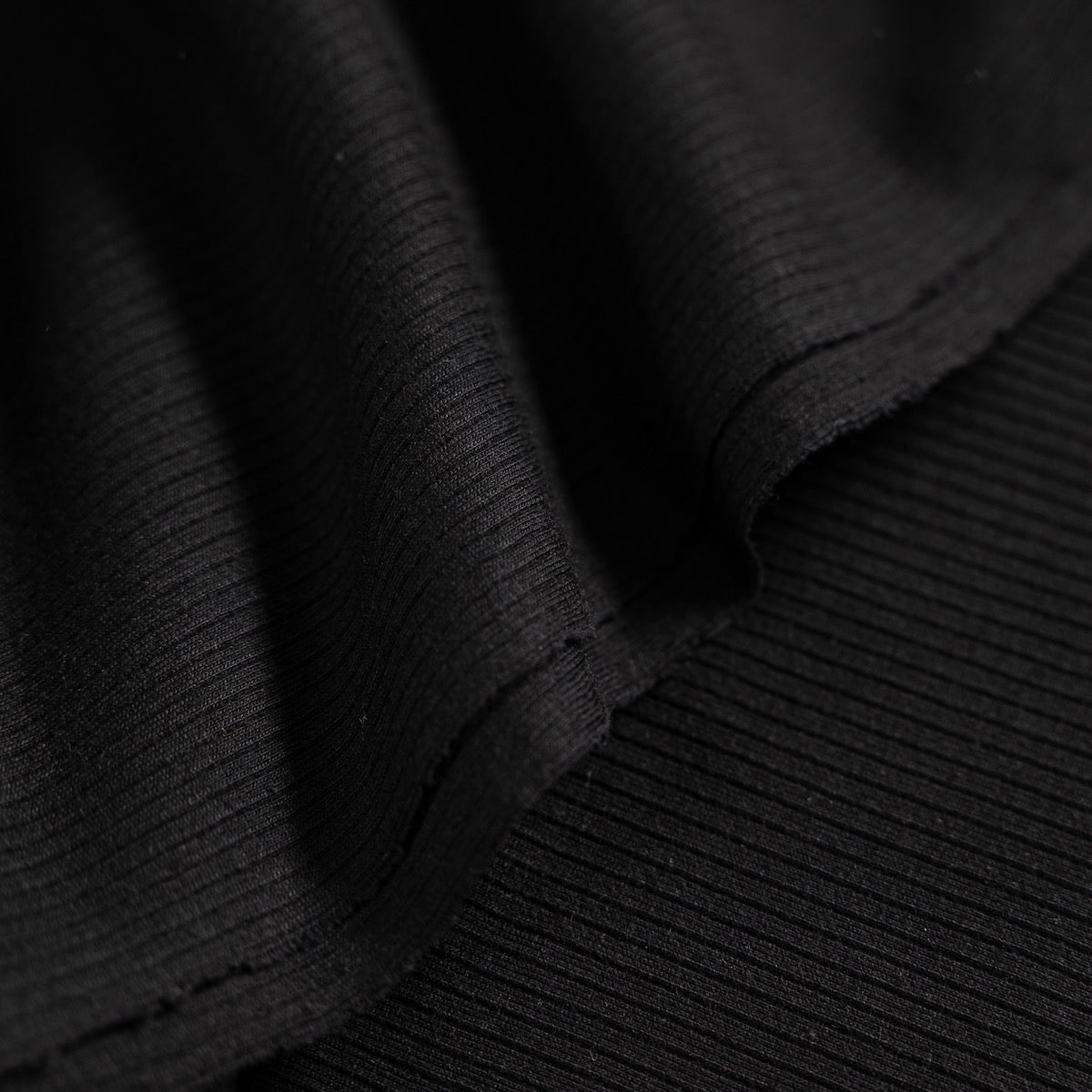 Organic Cotton Ribbed Jersey - Black | Jersey and Stretch Fabric | Ray ...