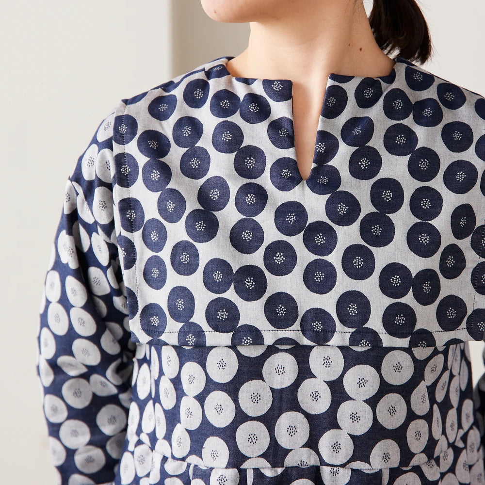 Japanese Cotton Jacquard - Navy Spots