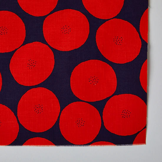 Japanese cotton print - Lightweight Canvas by Muddy Works - Navy and Red