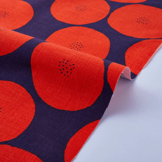 Japanese cotton print - Lightweight Canvas by Muddy Works - Navy and Red