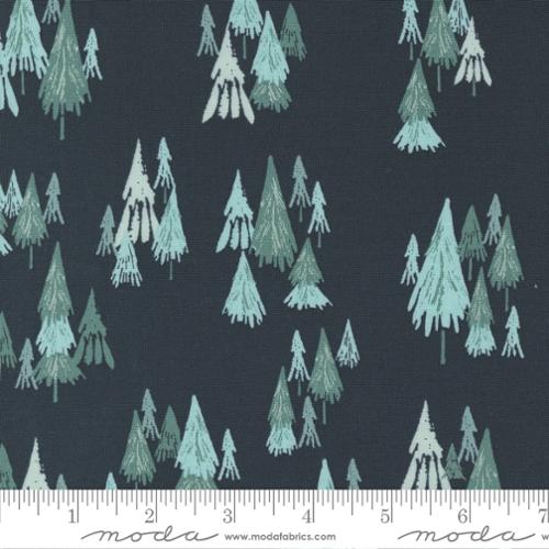 Printed Cotton Poplin - Good News Great Joy - Fir Trees - Midnight