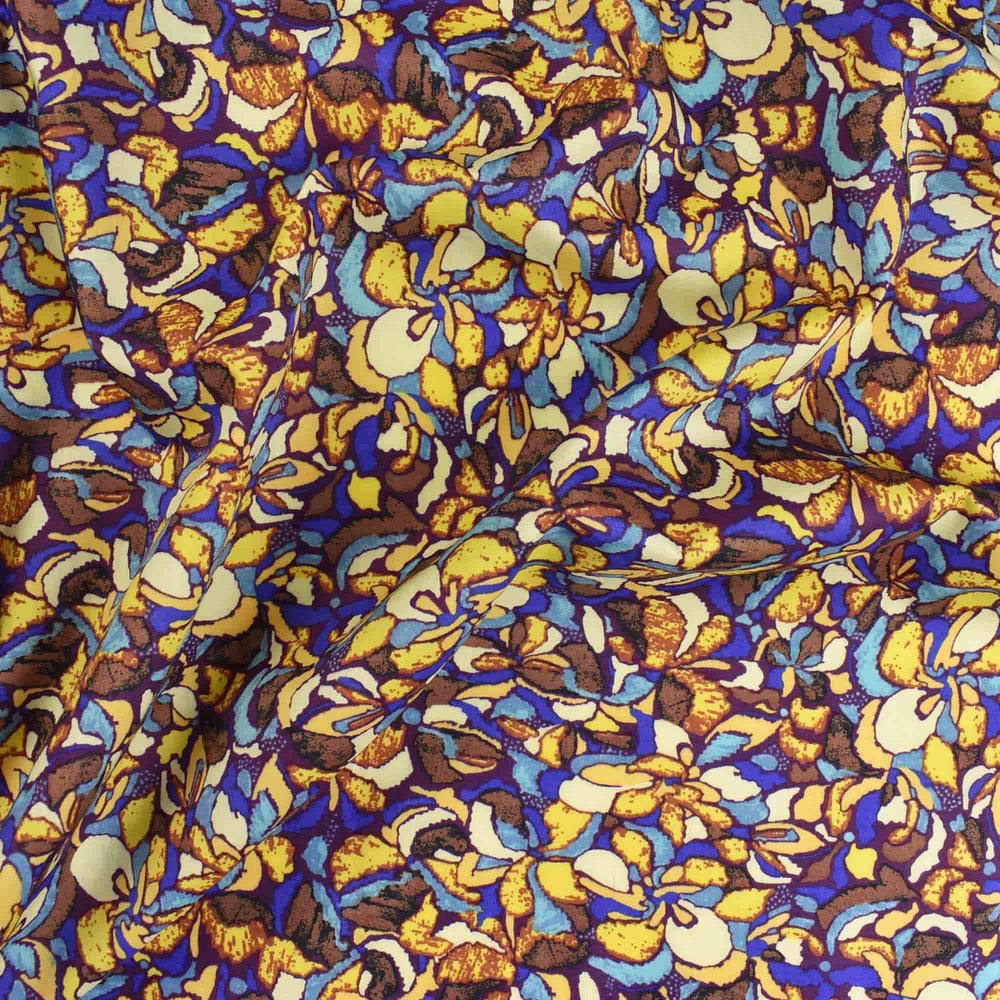 Luxury Printed Cotton Lawn - Tamarind - Blue & Gold