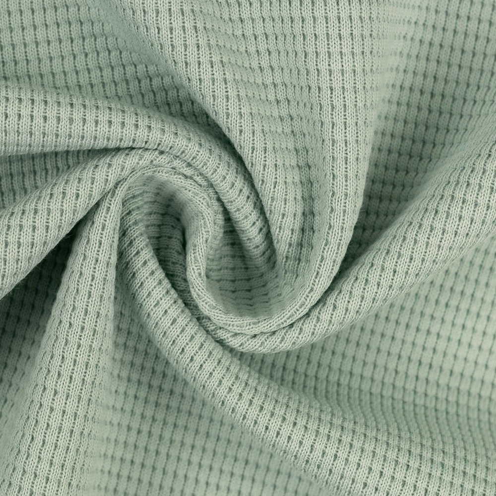 Cotton Waffle Jersey - Mint Green, Jersey and Knit Fabric