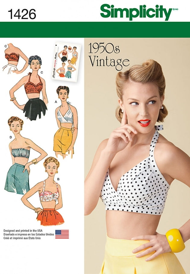 Simplicity Women's Sewing Pattern 1426 - Vintage 1950s Bra Tops